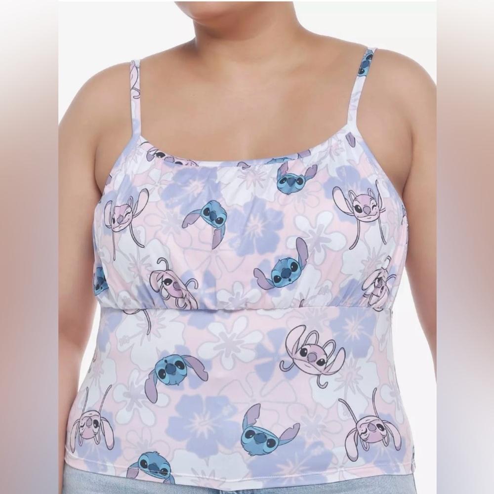 NWT Her Universe Disney’s Stitch and Angel ruched crop tank top size 5X